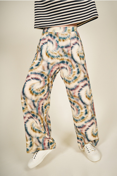 Printed wide trousers